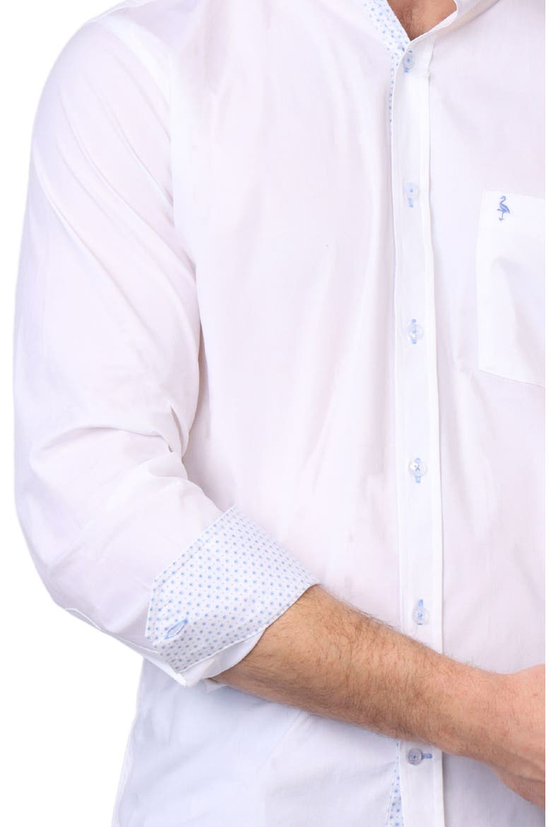 Solid Stretch Cotton Button-Up Shirt, Alternate, color, DOVE WHITE