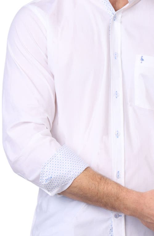 Tailorbyrd Stretch Cotton Button-up Shirt In Dove White