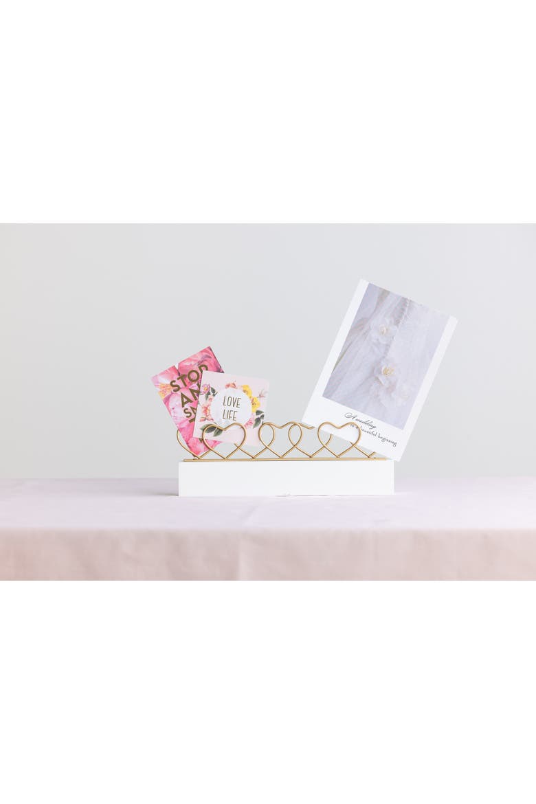 MDF and Metal Heart Card Holder White for Display and Entertaining, Alternate, color, Multicolored