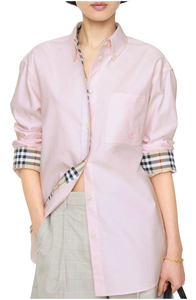 Burberry Relaxed Fit Cotton Oxford Shirt, Main, color, Frosty Pink