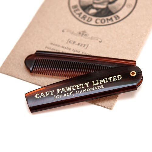 Captain Fawcett Folding Pocket Beard Comb In Brown