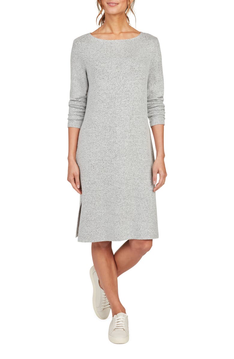 matty m. Boat Neck Long Sleeve Midi Dress, Main, color, Heather Grey