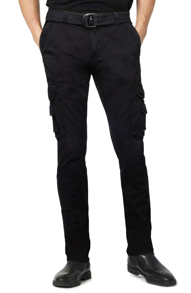 XRAY Belted Cotton Cargo Pants, Main, color, Black