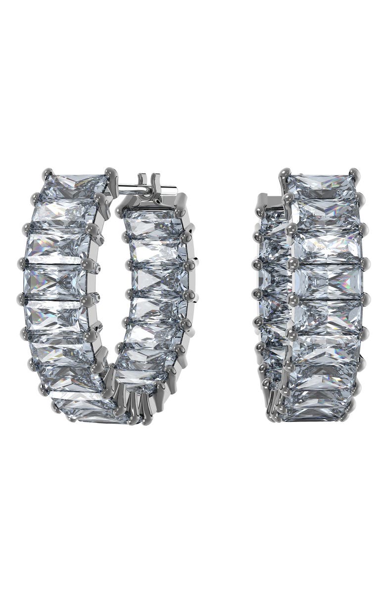 Swarovski Matrix Crystal Baguette Hoop Earrings, Main, color,