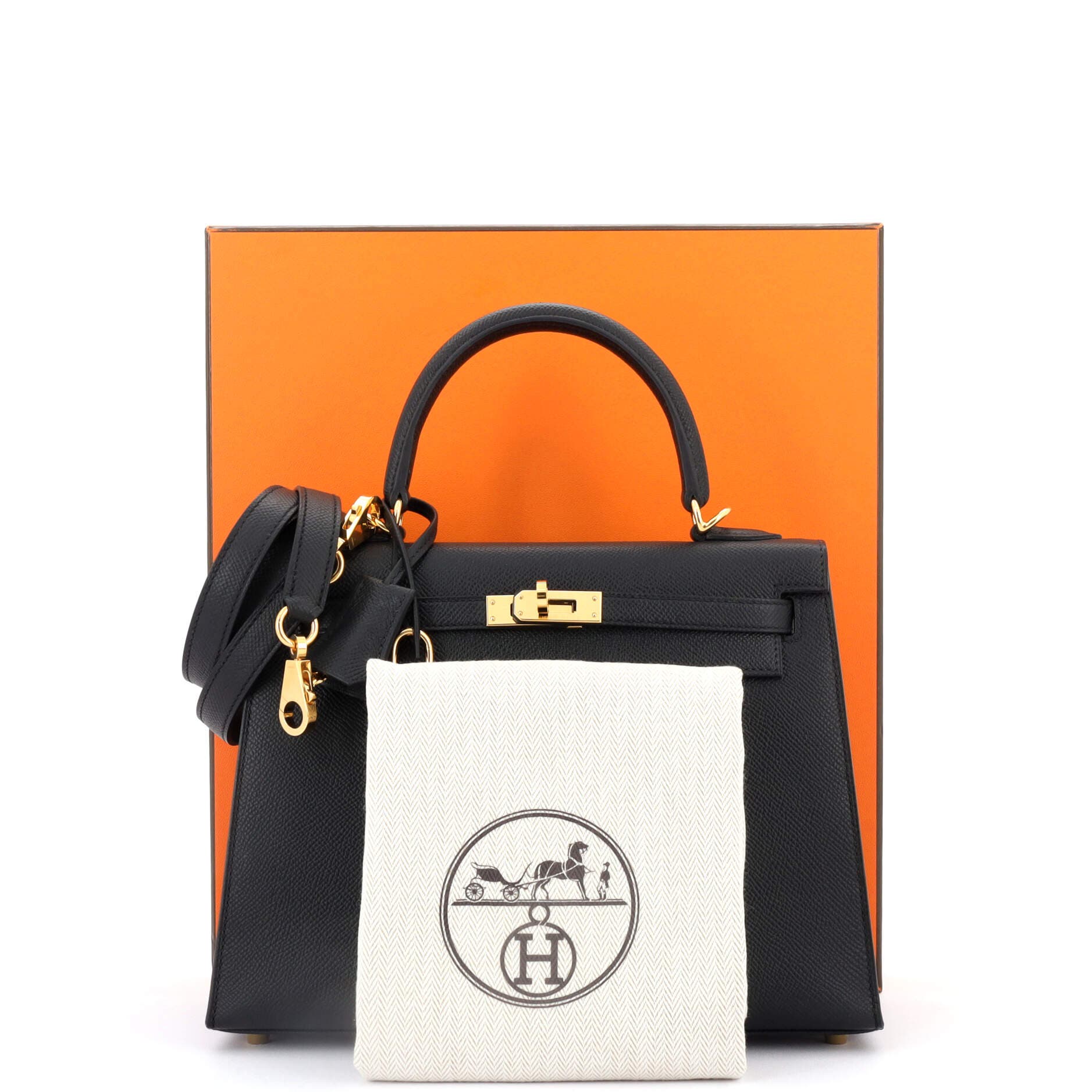 Pre-Owned Hermes Kelly Handbag Black Epsom with Gold Hardware 25, Alternate, color, Noir