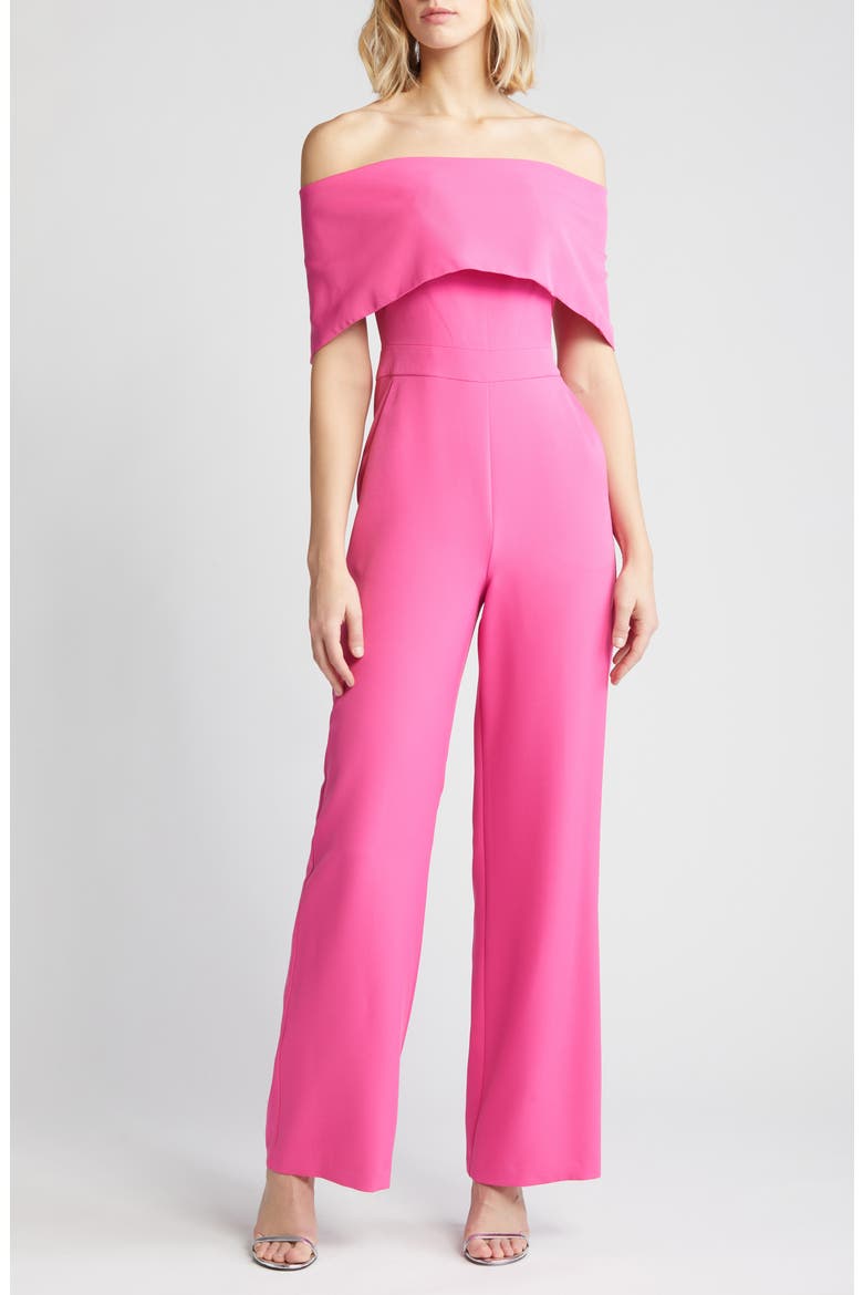Off the Shoulder Jumpsuit, Main, color, PINK