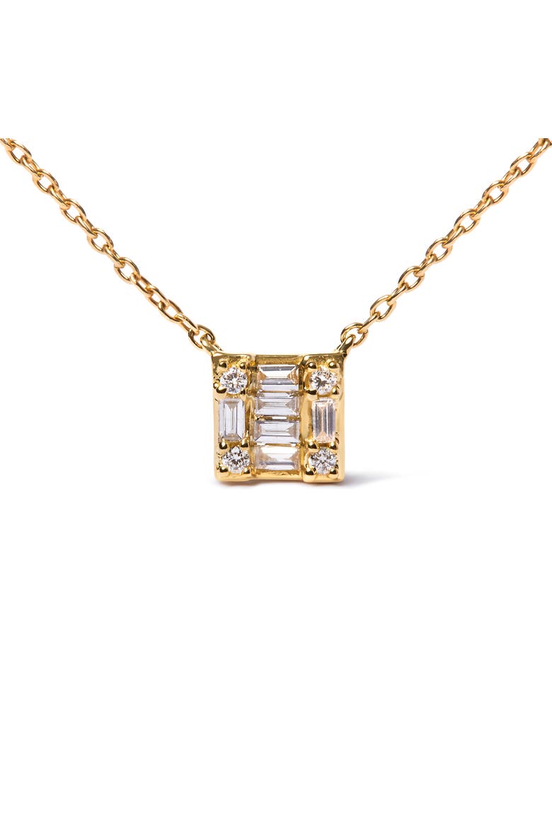 10K Yellow Gold 1/10 Cttw Mosaic Composite Square Inch Pendant Necklace, Alternate, color, Yellow
