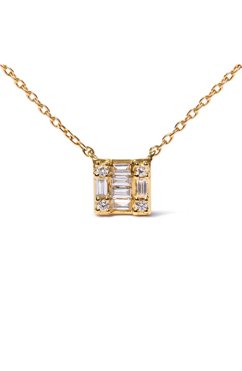Haus of Brilliance 10K Yellow Gold 1/10 Cttw Mosaic Composite Square Inch Pendant Necklace, Alternate, color, Yellow