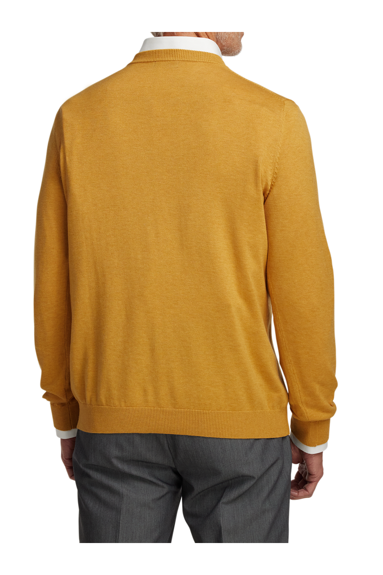 Supima Cotton V-neck Sweater, Alternate, color, Mustard