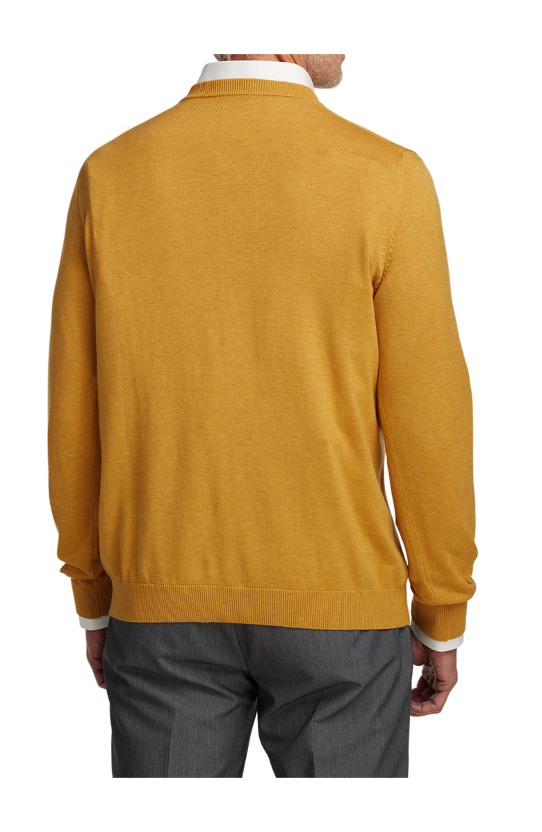 Paul Fredrick Supima Cotton V-neck Sweater, Alternate, color, Mustard