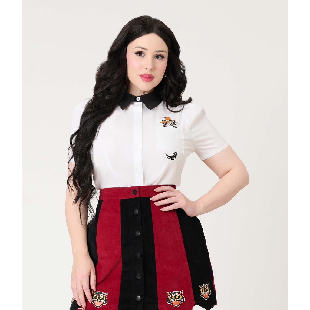 Unique Vintage 1940s Collared Blouse In White