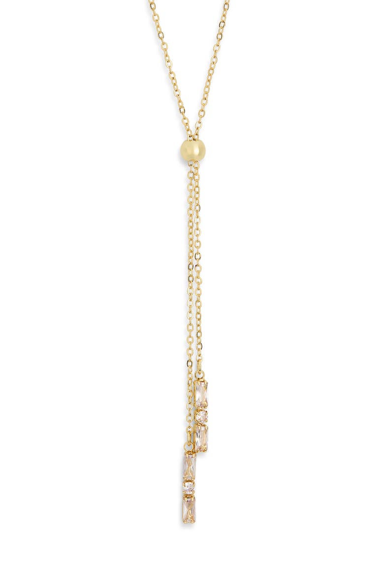 Cubic Zirconia Y-Lariat Necklace, Main, color, CLEAR- GOLD