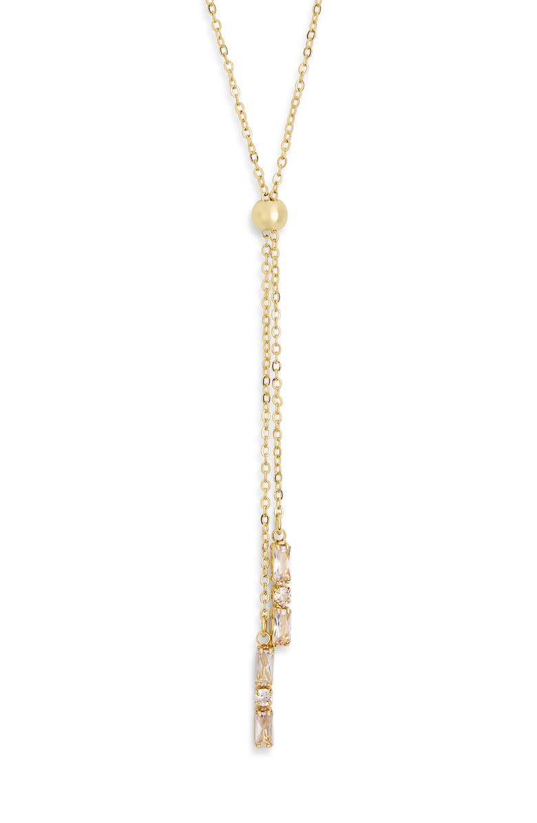 NORDSTROM RACK Cubic Zirconia Y-Lariat Necklace, Main, color, Clear- Gold