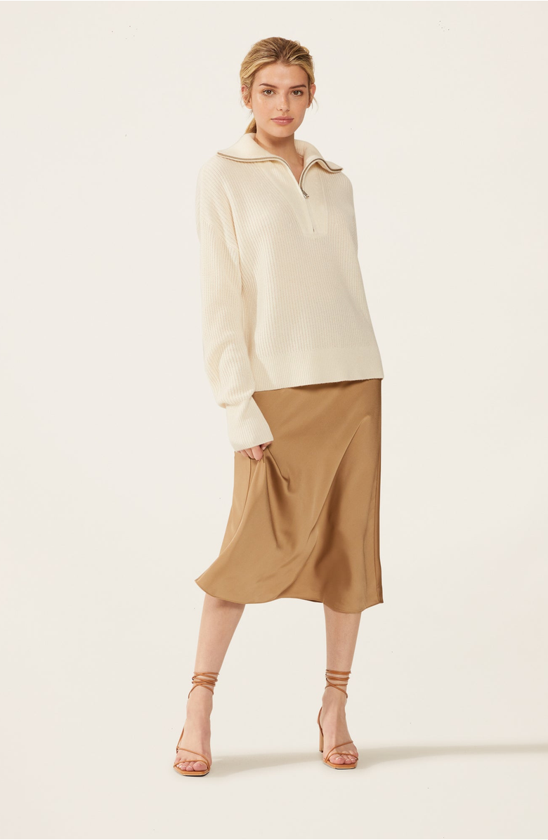 Italic Sophia Chunky Cashmere Quarter Zip Pullover, Alternate, color, Ivory