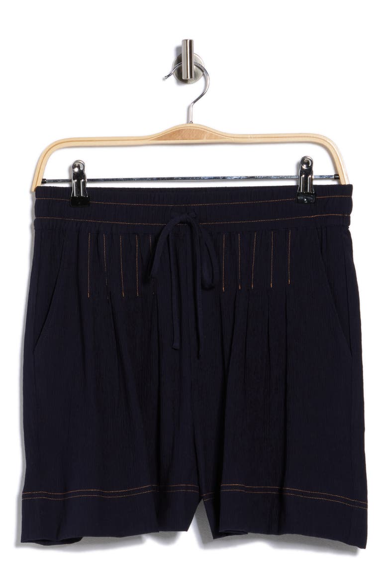 Topstitched Pull-On Shorts, Alternate, color, NAVY/ KHAKI