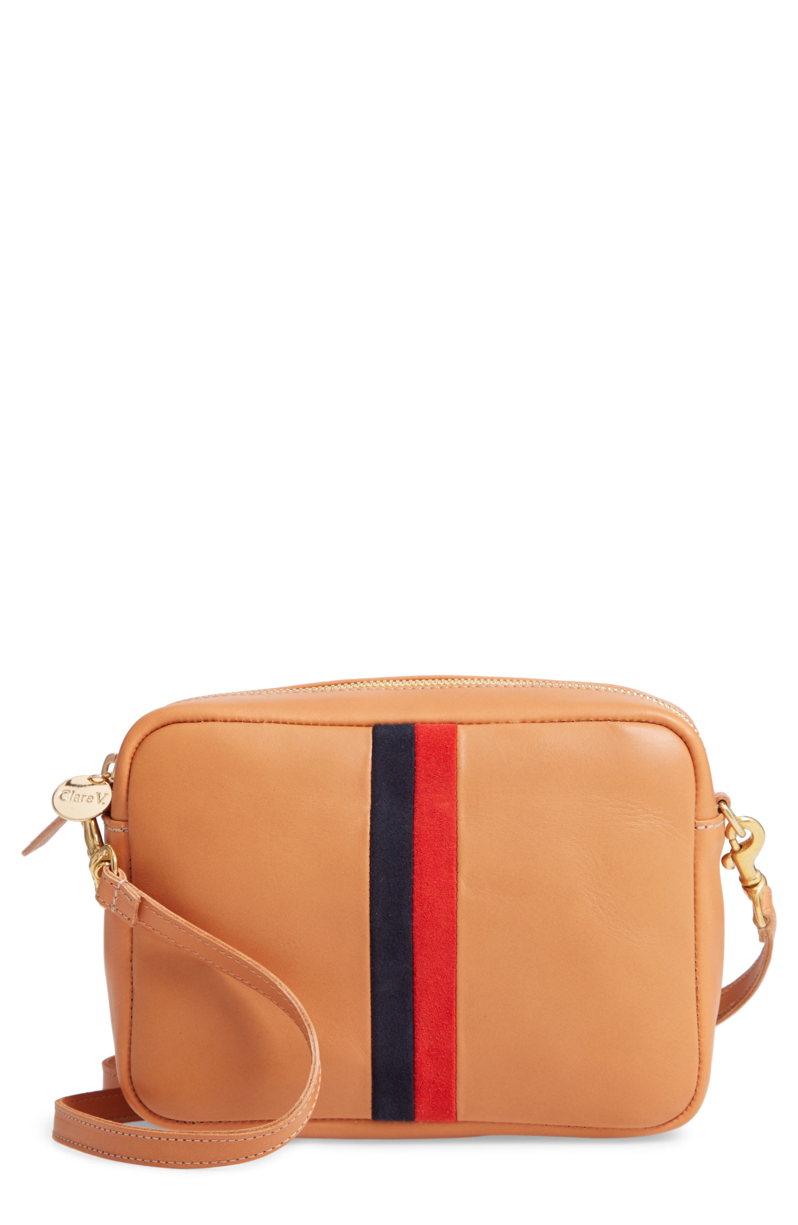 Clare V. Midi Sac Leather Crossbody Bag, Main, color, 