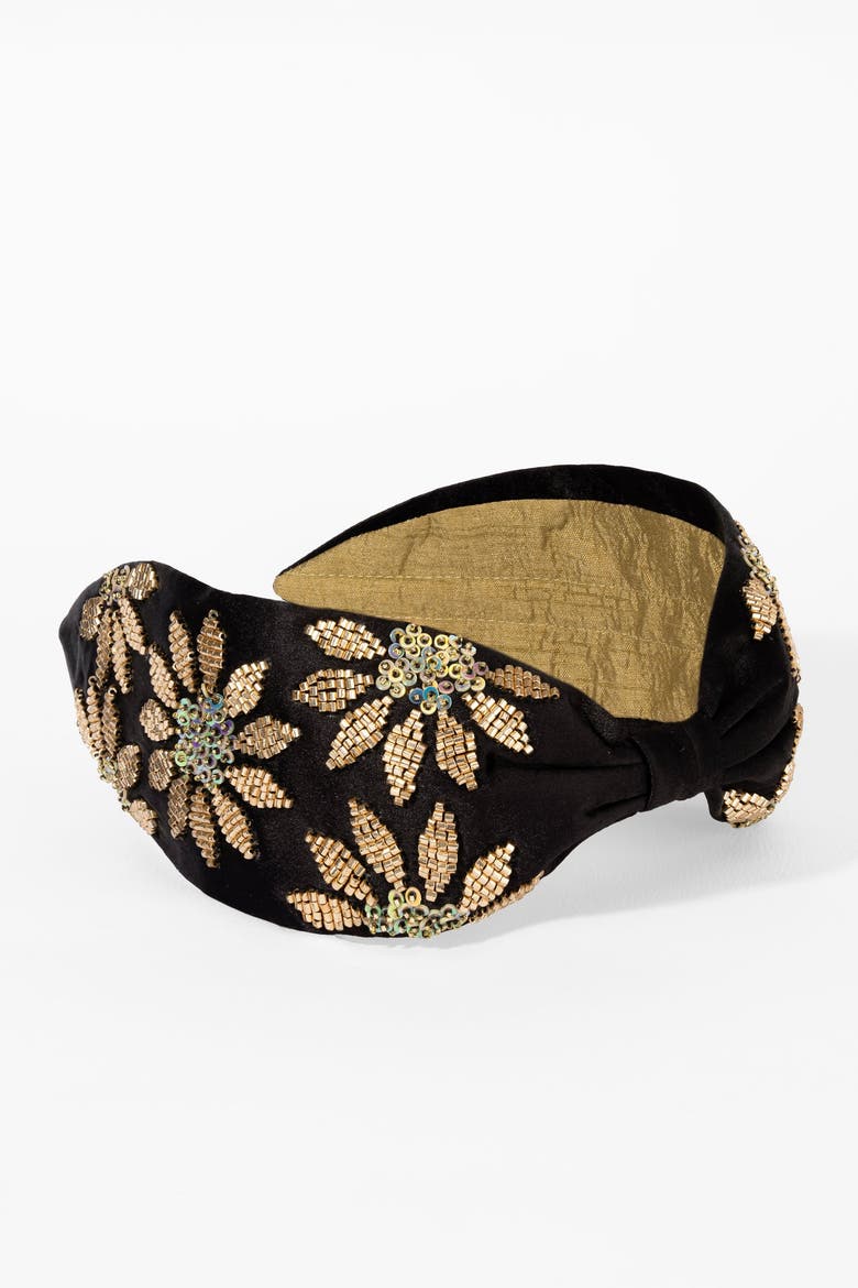 Midnight Marigold Headband, Alternate, color, Black
