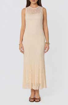 Annabella Lace Overlay Midi Dress