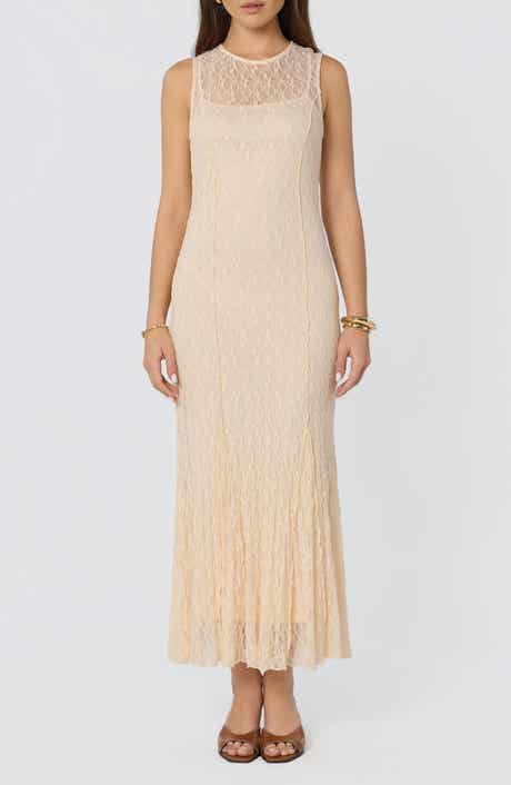 Annabella Lace Overlay Midi Dress