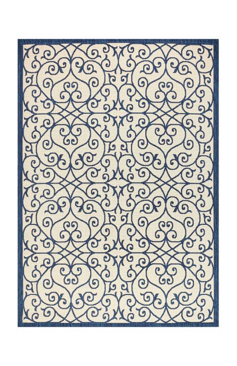 Madrid Vintage Filigree Textured Weave Indoor/Outdoor Area Rug