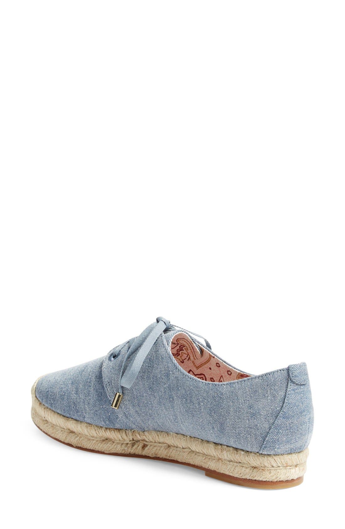 'Wallie' Lace-Up Espadrille Flat, Alternate, color, DENIM