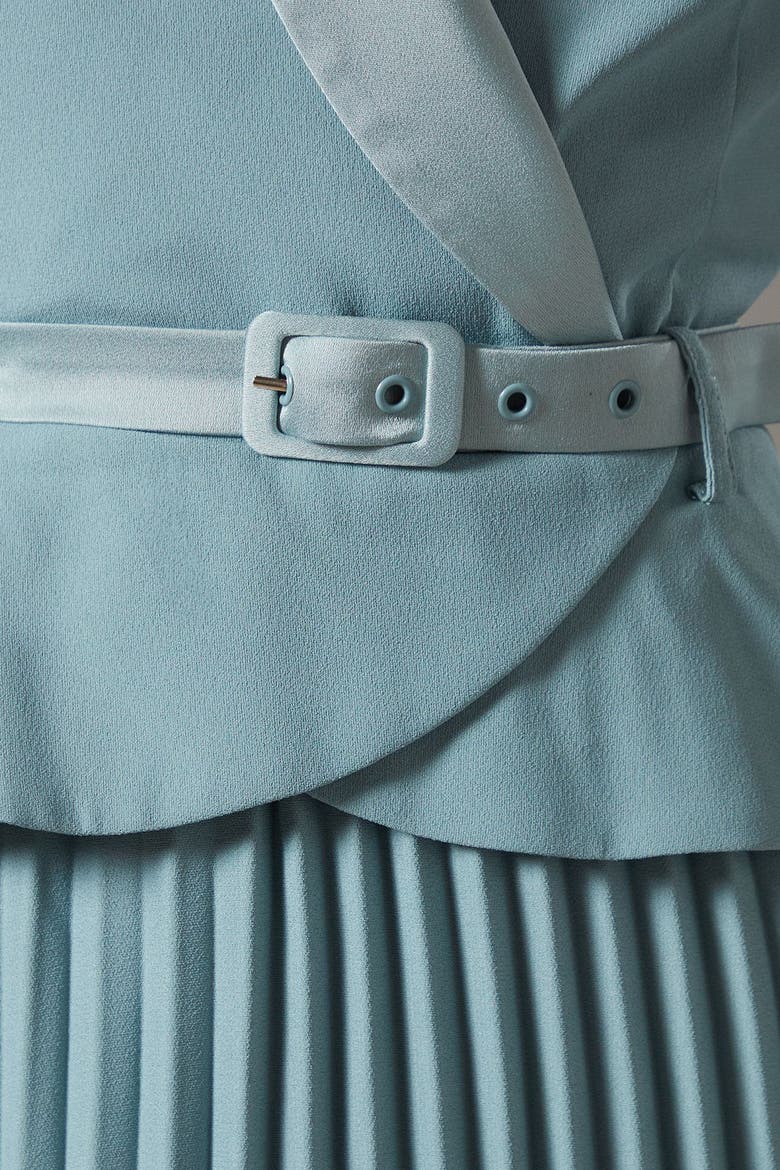 2 in 1 pleated skirt dress Coast Women's Plus 2 In 1 Wrap Dress With Pleated Skirt In Powder Blue | Size: 14
