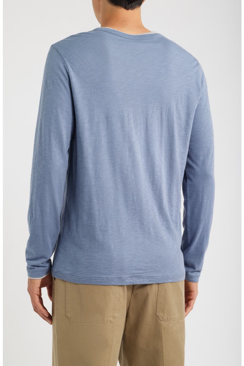 Fine Slub Layered Look Long Sleeve Pima Cotton T-Shirt, Alternate, color, HAWK BLUE/ COYOTE GRE