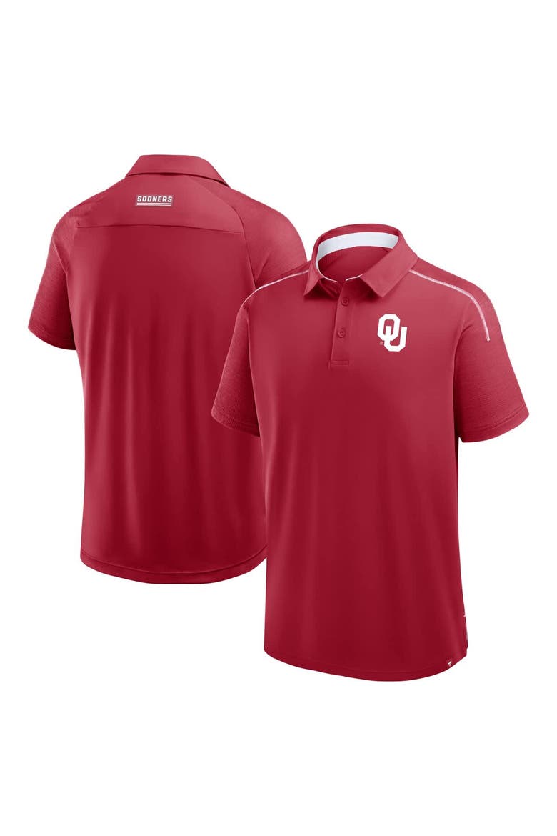 Men's Fanatics Crimson Oklahoma Sooners Take The Lead Defender Raglan Polo, Main, color, Crimson