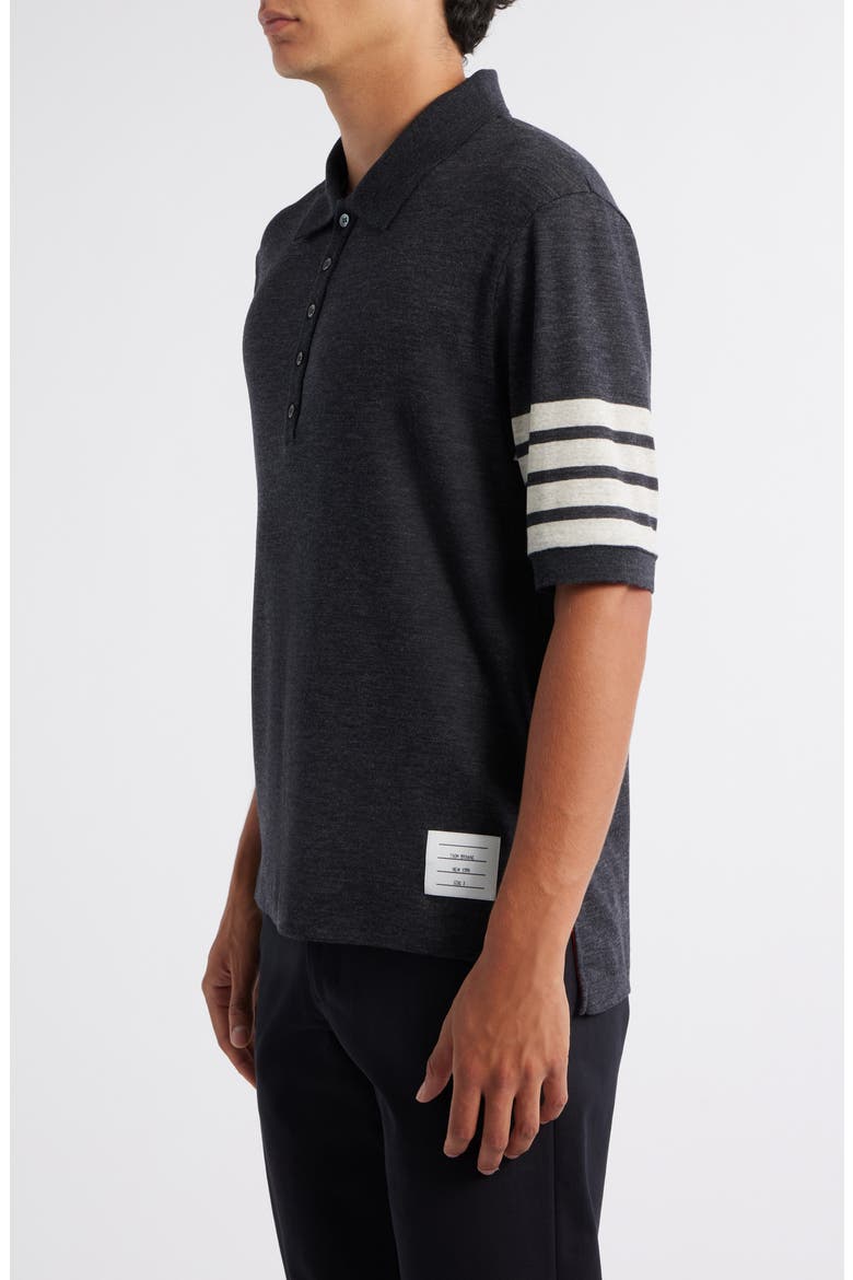 4-Bar Virgin Wool Jersey Polo, Alternate, color, CHARCOAL