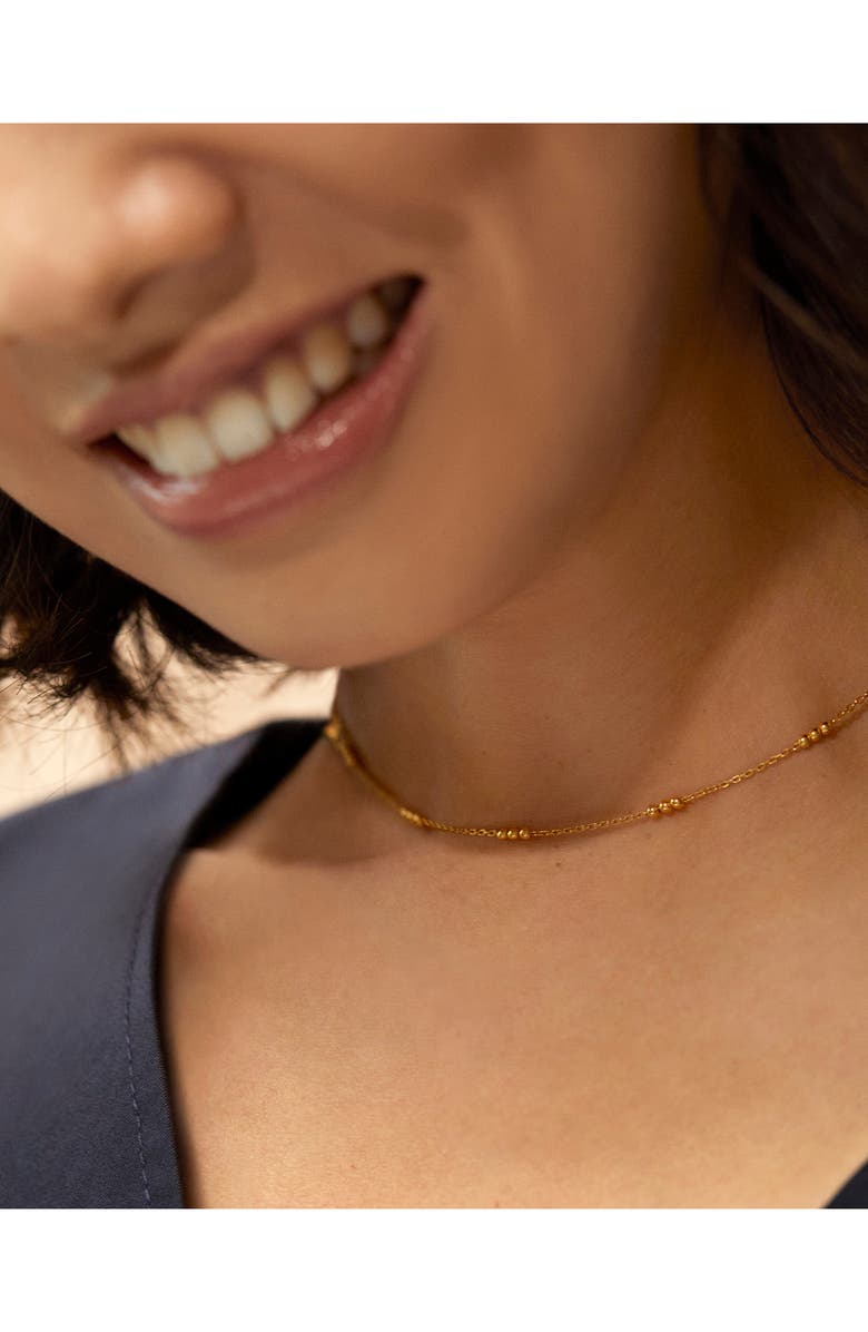 Monica Vinader Triple Beaded Chain Necklace, Alternate, color, Yellow Gold