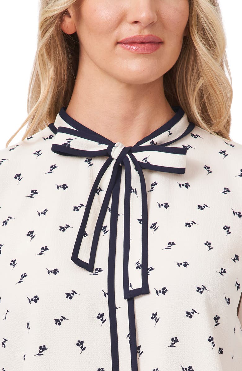CeCe Tulip Ditsy Tie Neck Blouse, Alternate, color,
