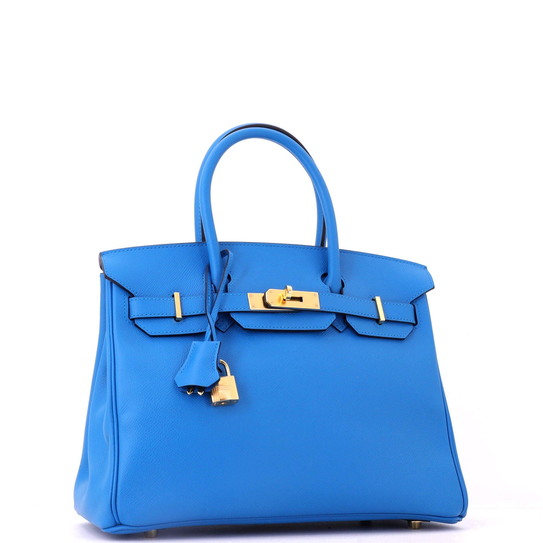 Pre-Owned Hermes Birkin Handbag Blue Epsom with Gold Hardware 30, Alternate, color, Bleu Zanzibar