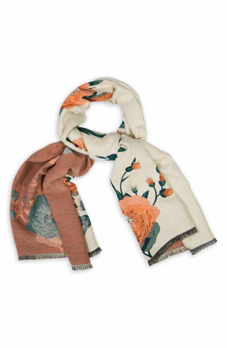 SAACHI Orange Bloom Reversible Print Scarf