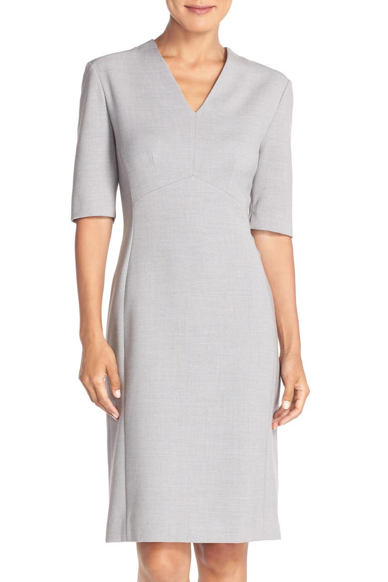 Mélange Woven Sheath Dress, Main, color, GREY