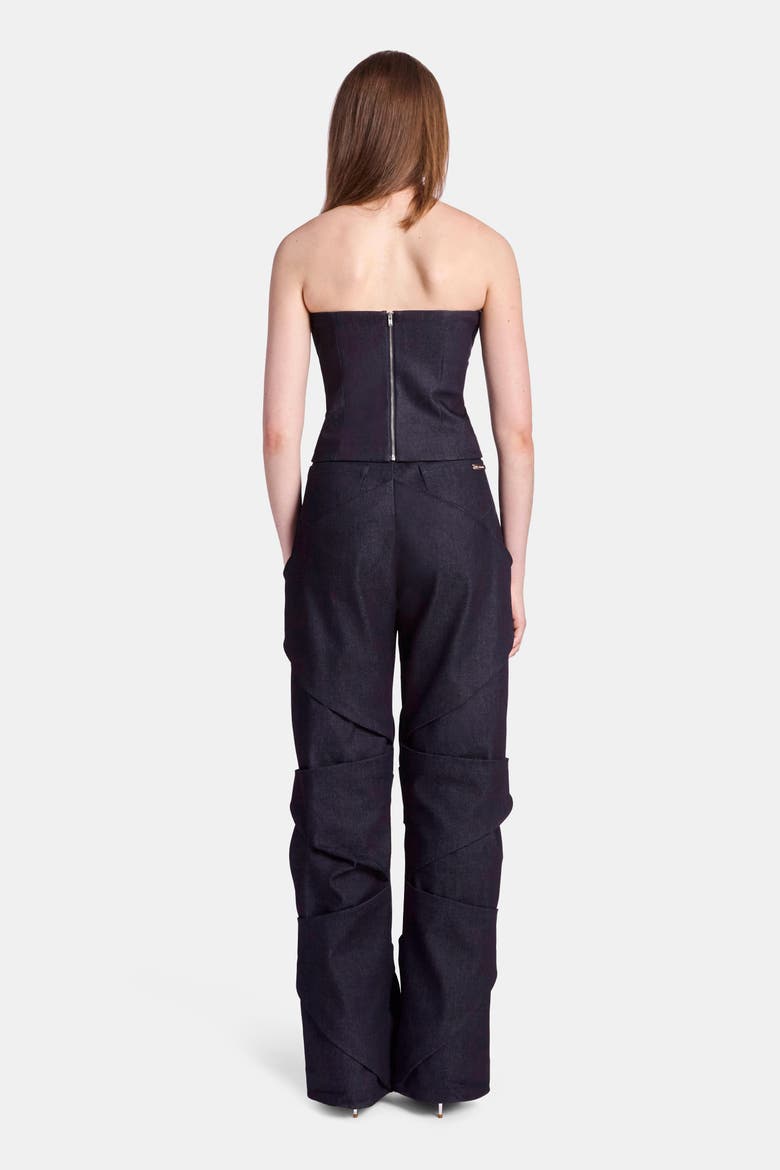 Astrid Denim Corset, Alternate, color, Navy