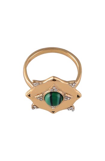 Rachel Roy Stone Round Cocktail Ring In Gold