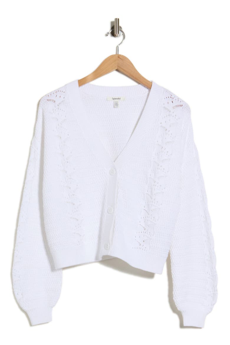 Bridget Cotton Cardigan, Alternate, color, WHITE