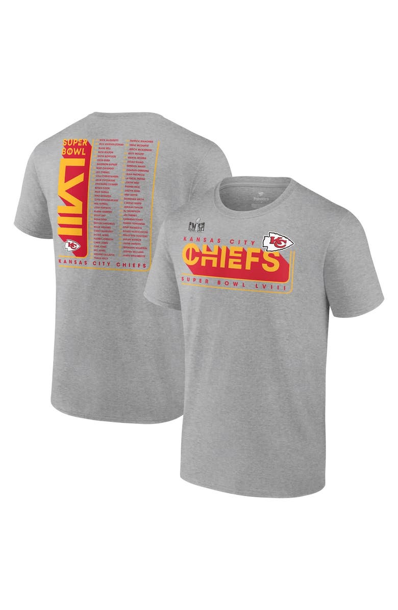 FANATICS Men's Fanatics Branded Heather Gray Kansas City Chiefs 2023 AFC Champions Two-Sided Roster Big & Tall T-Shirt, Main, color,