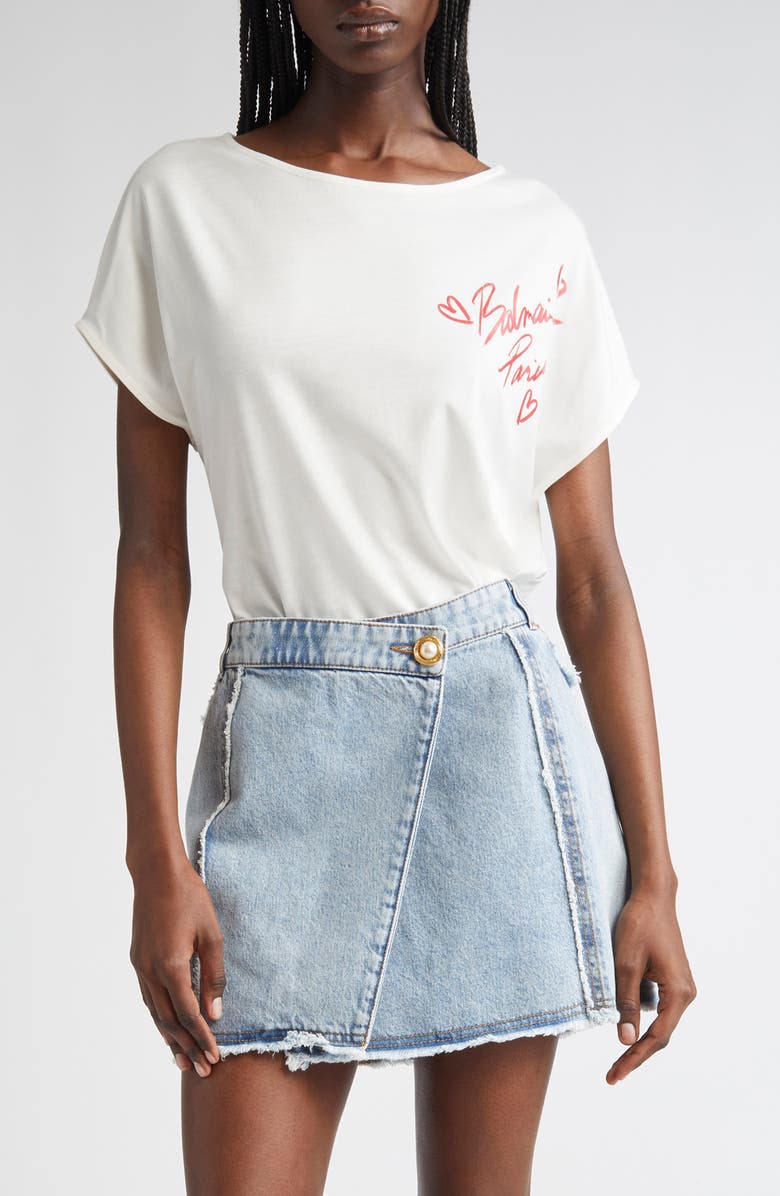 Balmain Lipstick Logo Graphic T-Shirt, Main, color, 