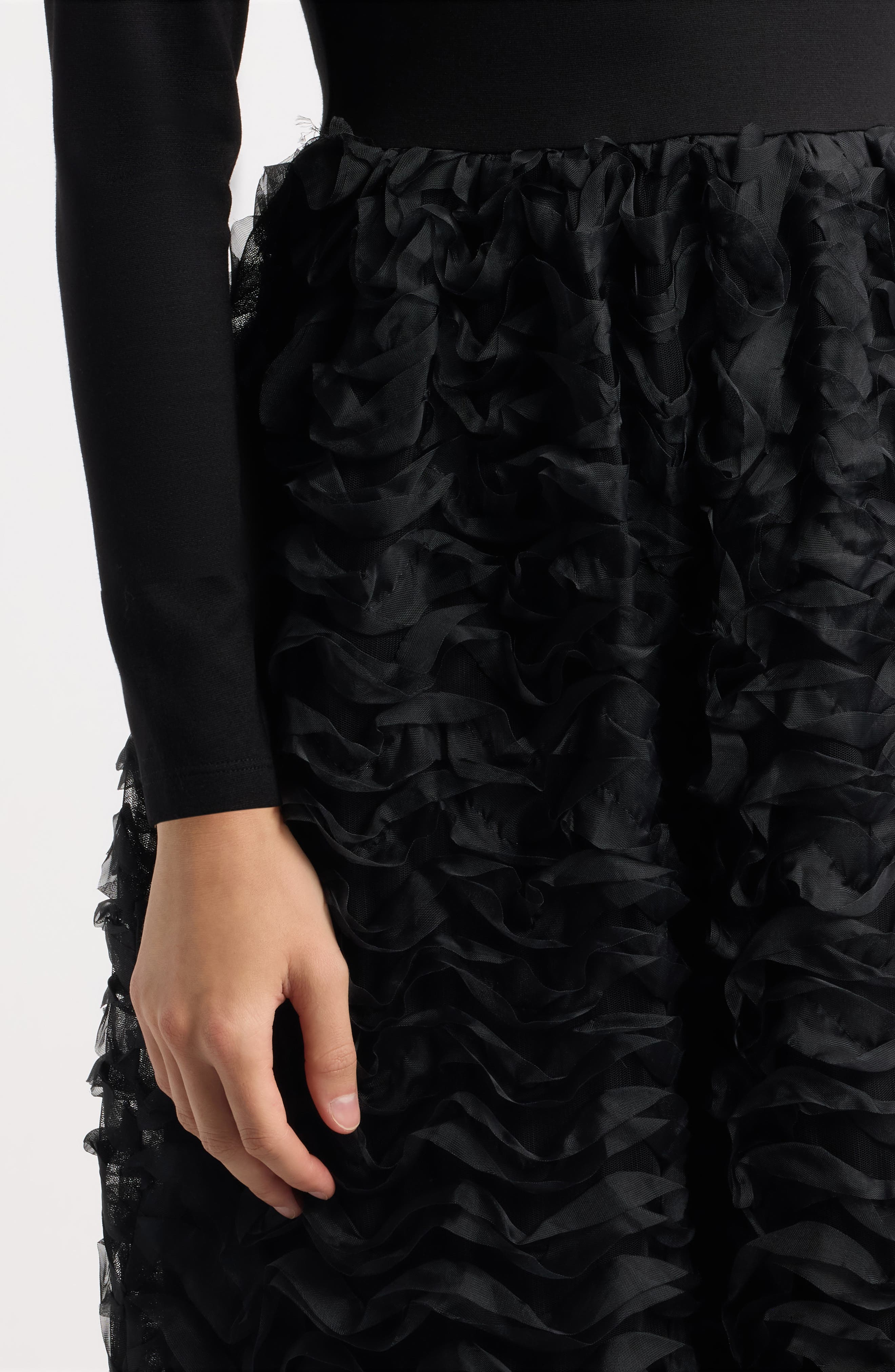 Anne Klein Mock Neck Ruffle Fit & Flare Midi Dress (Women) | Nordstrom