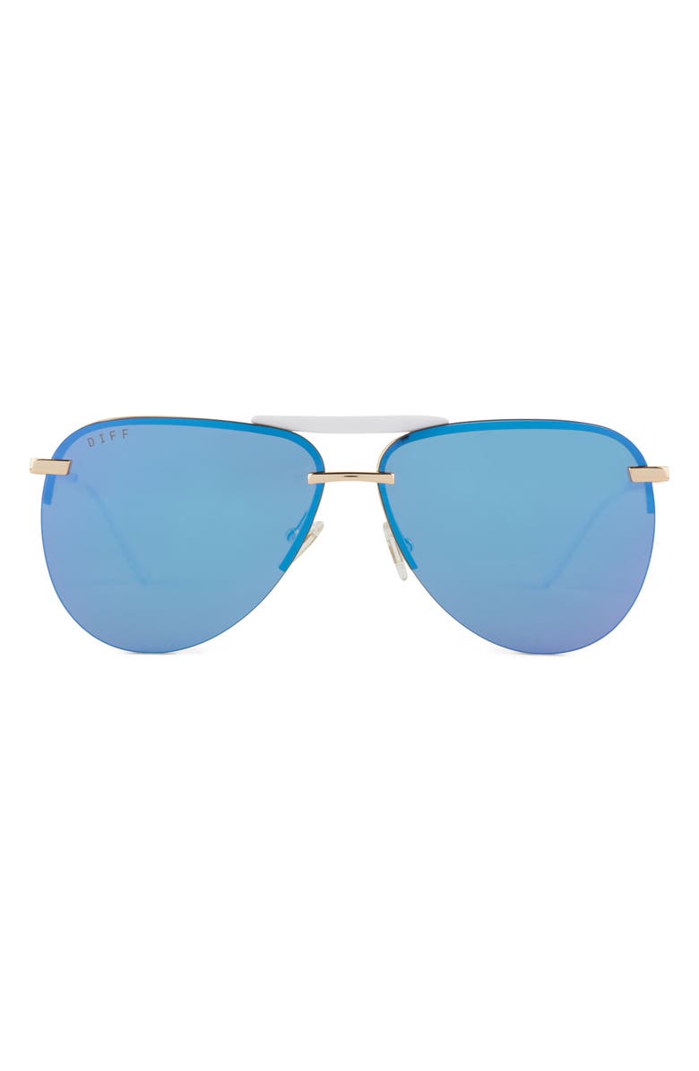 DIFF Tahoe 63mm Mirrored Oversize Aviator Sunglasses, Main, color, 
