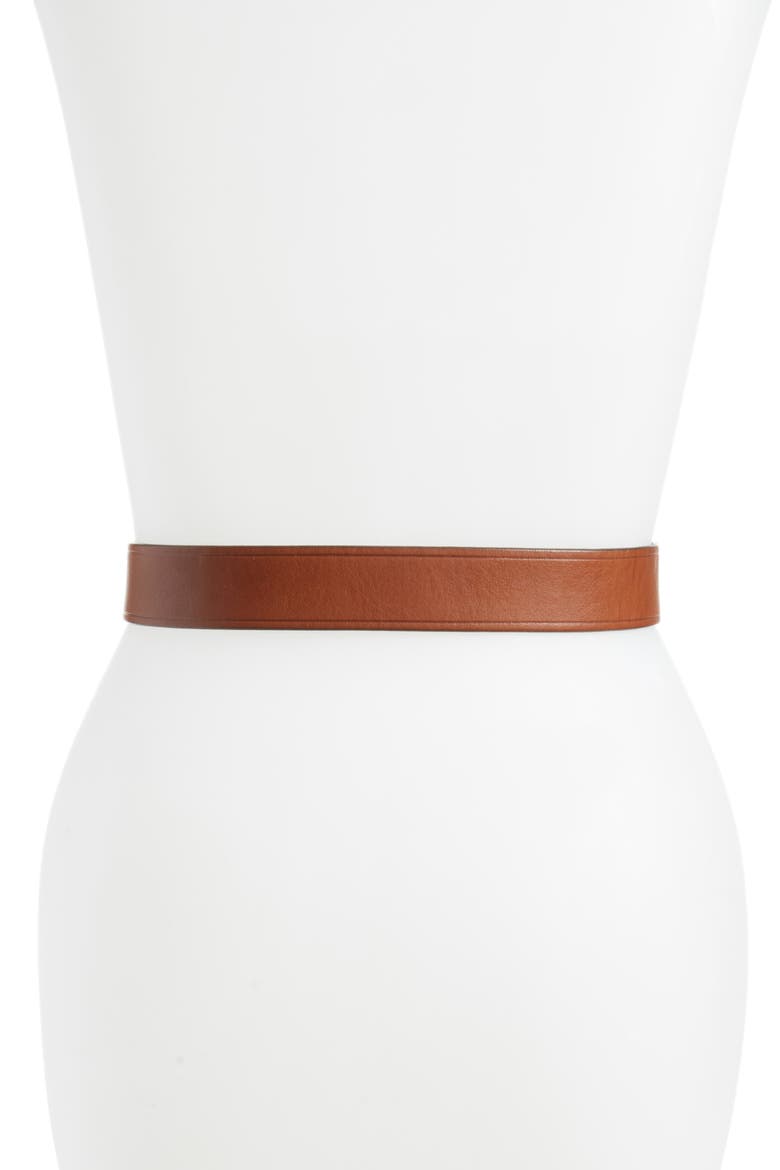 Medium Perfect Leather Belt, Alternate, color, PECAN/ GOLD