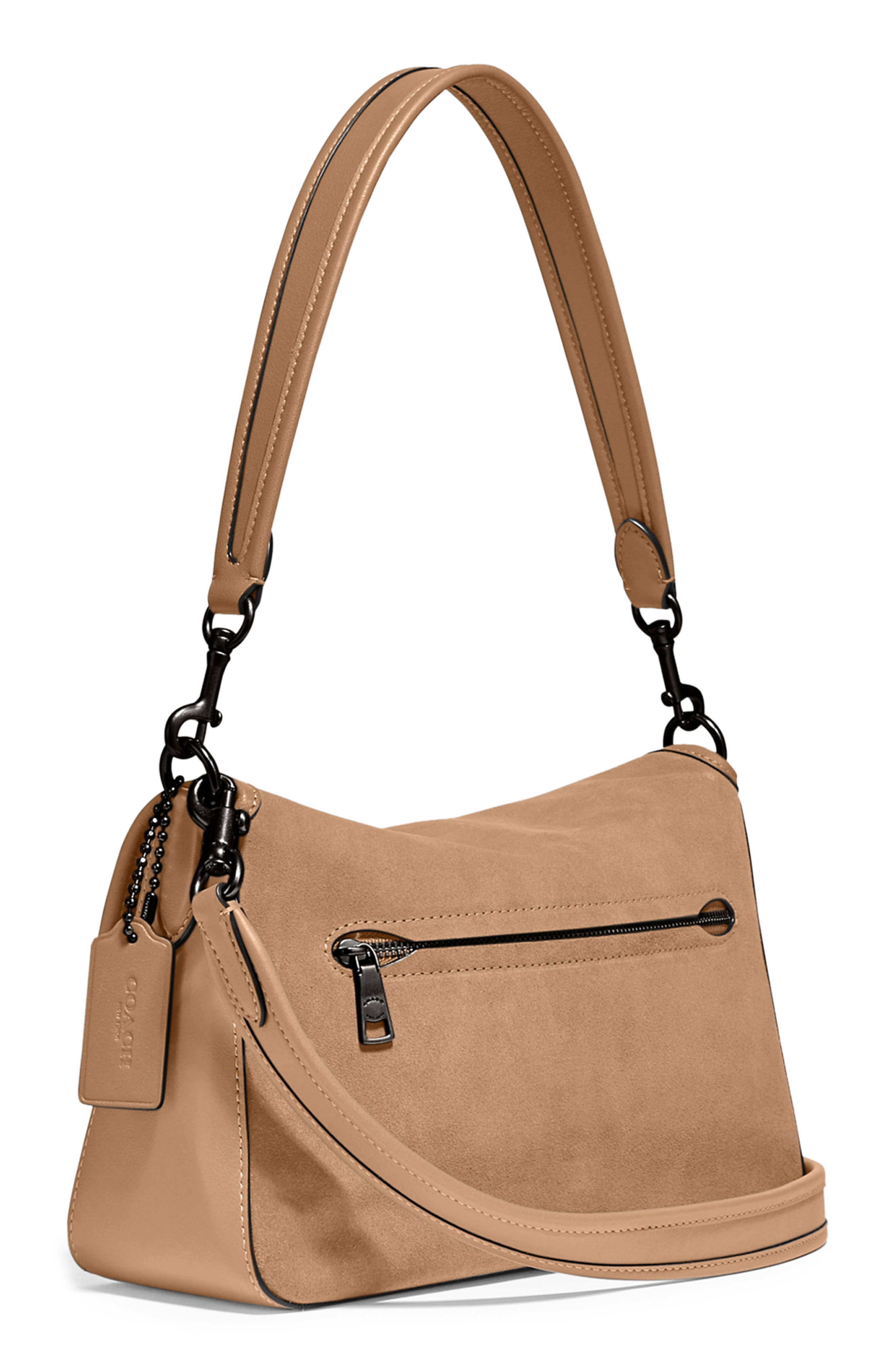 COACH Leather & Suede Shoulder Bag, Alternate, color, 