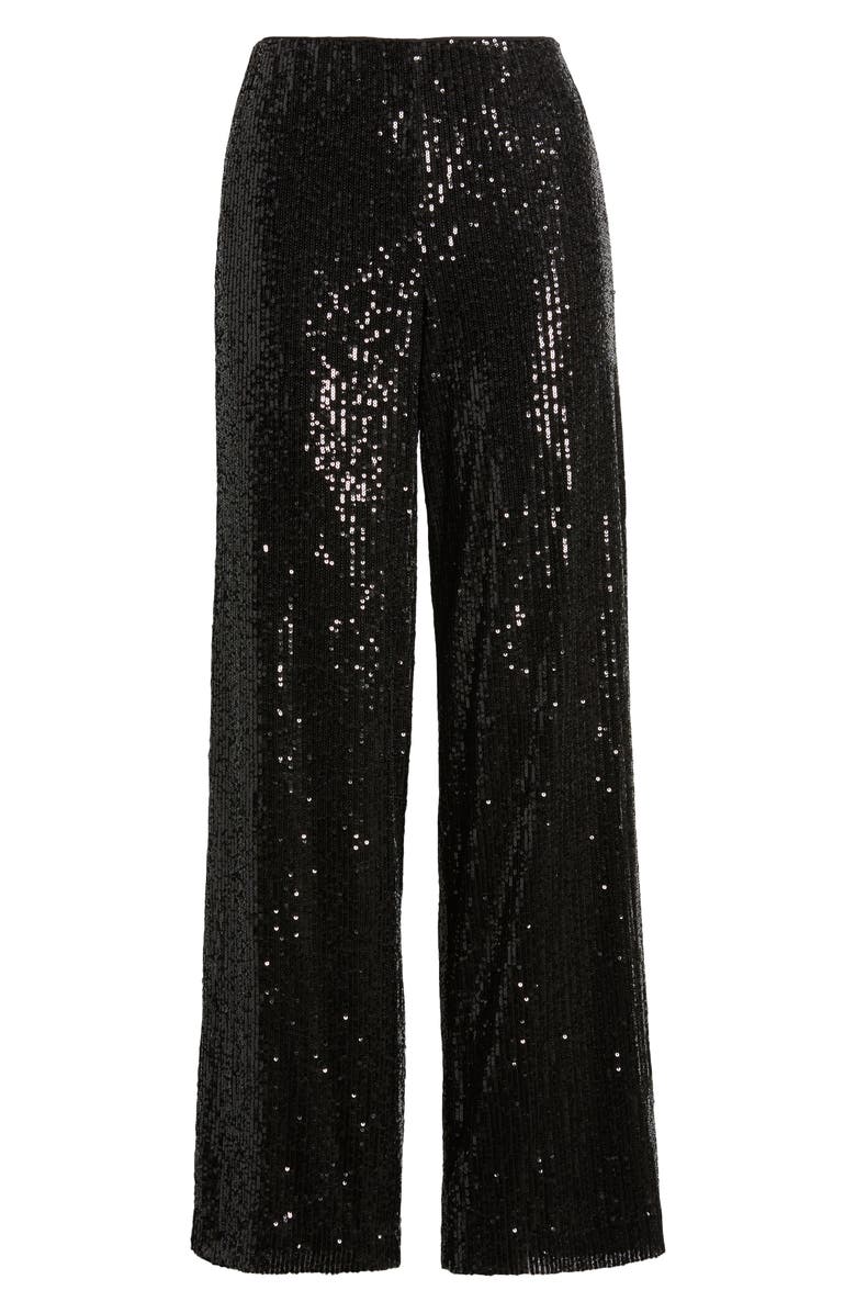 Anne Klein Sequin Hollywood Waistband Straight Leg Pants, Alternate, color, 