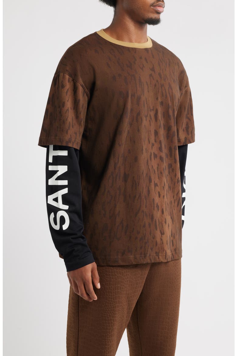 Preda Layered Look T-Shirt, Alternate, color, BROWN
