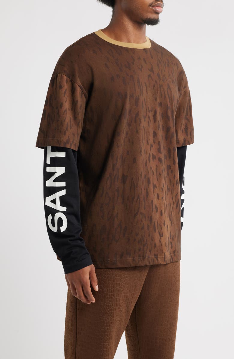 SANTO STUDIO Preda Layered Look T-Shirt, Alternate, color, Brown