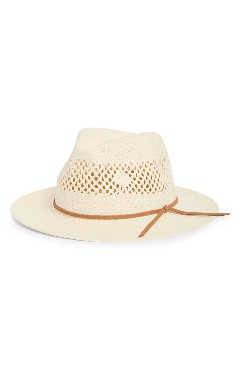 Nordstrom Packable Straw Fedora, Main, color, Ivory