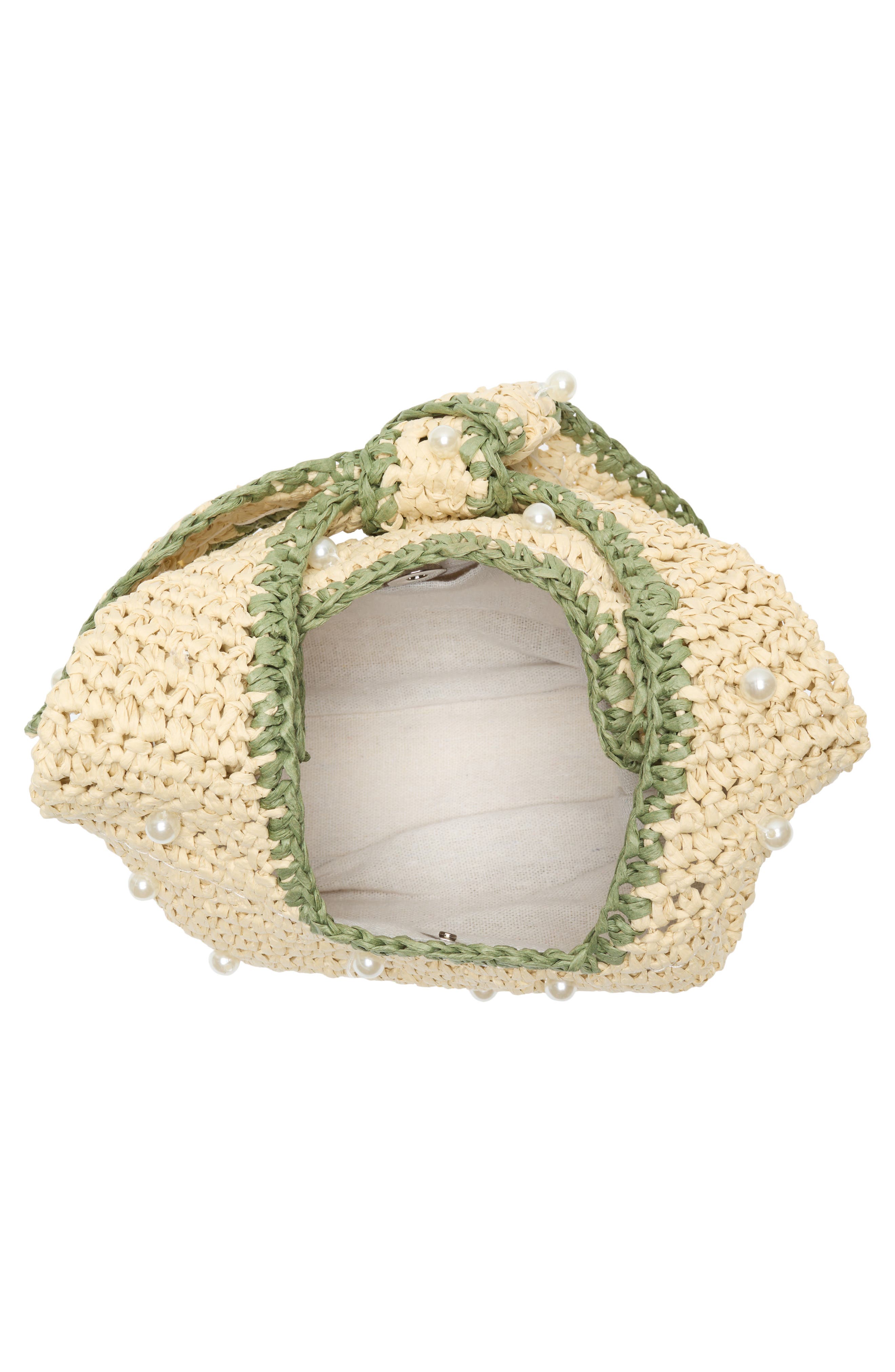 ALESSIA BIANCHI Faux Pearl Shoulder Bag, Alternate, color, Off White/ Lime