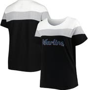 PROFILE Women's White/Black Miami Marlins Plus Size Colorblock T-Shirt