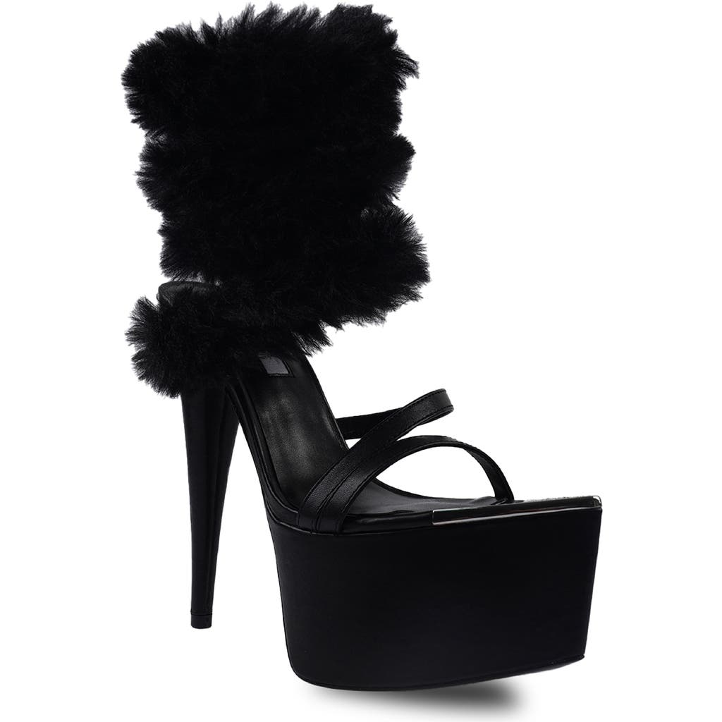Zigi Zarra Faux Fur Platform Sandal In Black